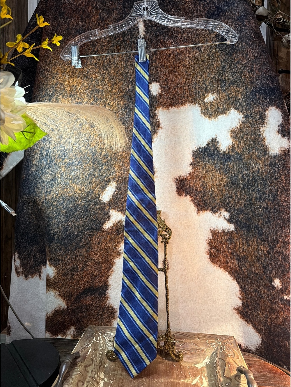 Brooks Brothers Classic Striped Blue and Yellow Silk Tie